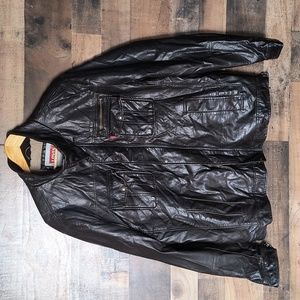Levi's Faux Leather Brown Moto Bomber Sherpa Lined Jacket Sz XL Men